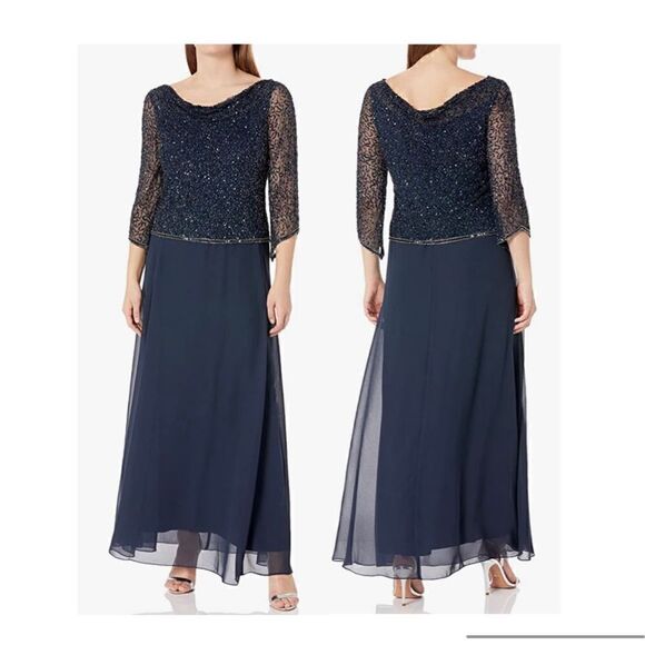 J Kara Women's Three Quarter Sleeve Beaded Dress - Picture 1 of 7